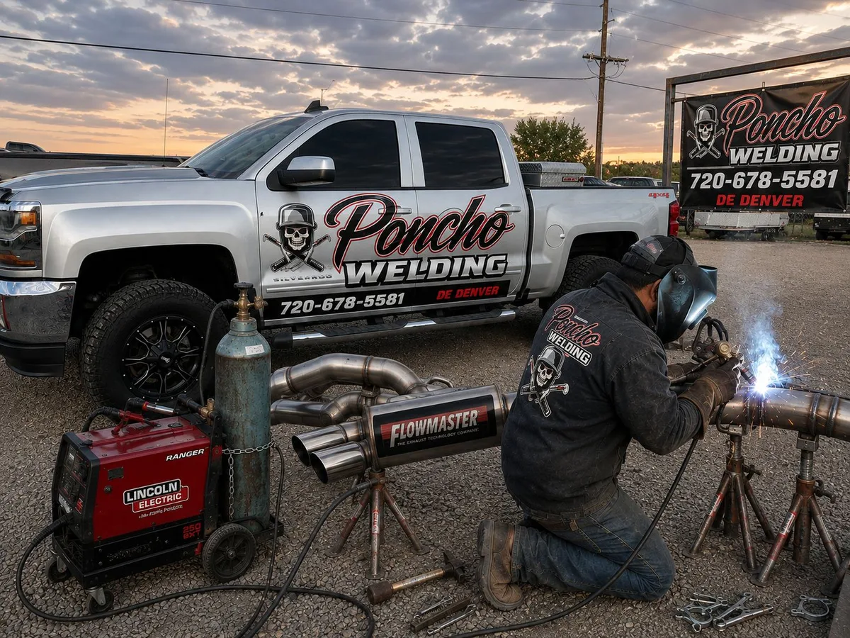 Poncho Welding truck and welder on a job